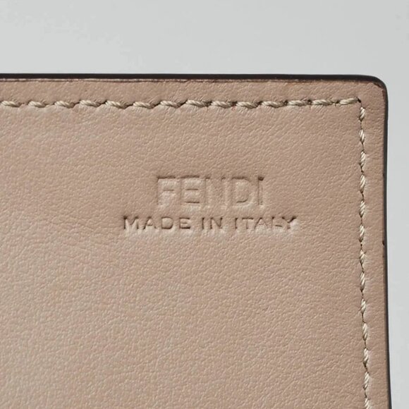 Fendi Beige Leather Studded Continental Wallet On Chain - Picture 7 of 12